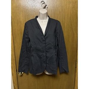 EILEEN FISHER size M Gray zip lightweight blazer Linen/viscose/spandex Blend Z22